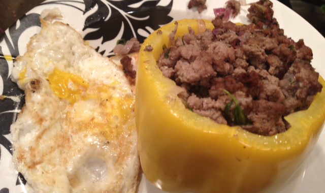 Simple Stuffed Bell Peppers w/ a Fried Egg