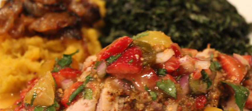 My Ode to Pork PLUS: Mustard and Curry Crusted Tenderloin with Strawberry Salsa