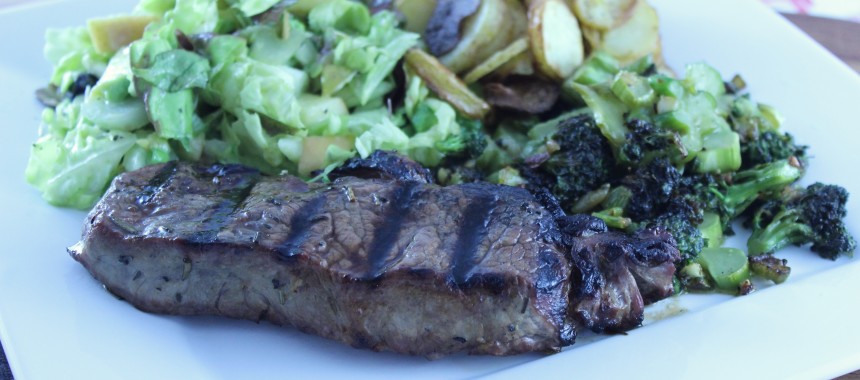 Easy Grilled New York Strip and Three Sides